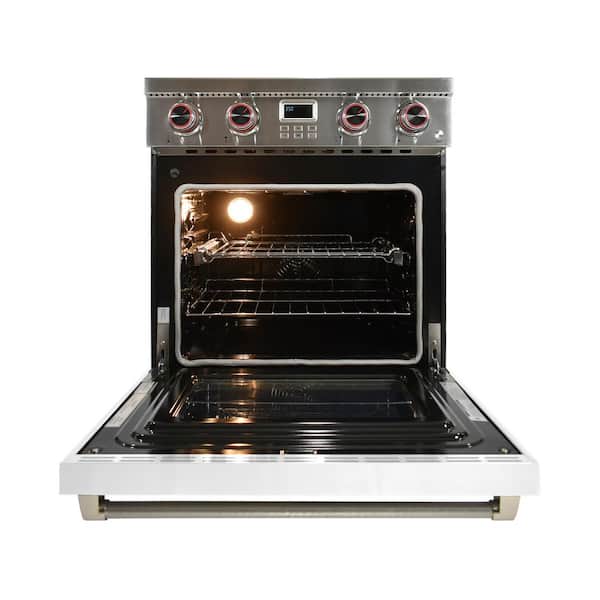 Pro-Style 30 in. 4-Element Slide-In Electric Range with Convection in Stainless Steel with White Oven Door