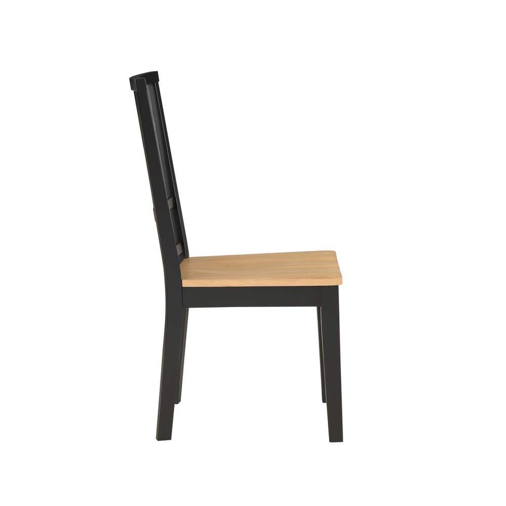 Ebony and Natural Wood High Slat Back Side Chair