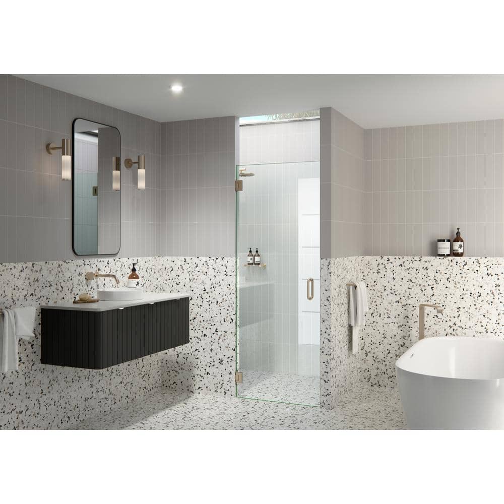 Brushed Bronze Frameless Glass Shower Door with Solid Brass Hardware