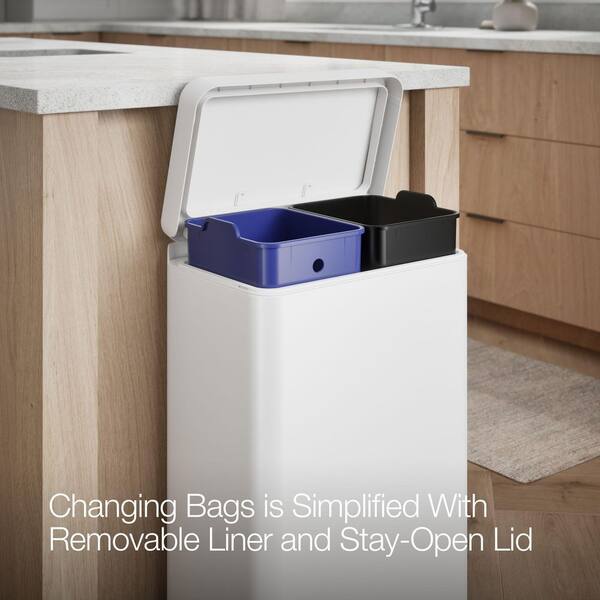 KOHLER Dual 5.5 Gal. Stainless and White Compartment Trash Can K