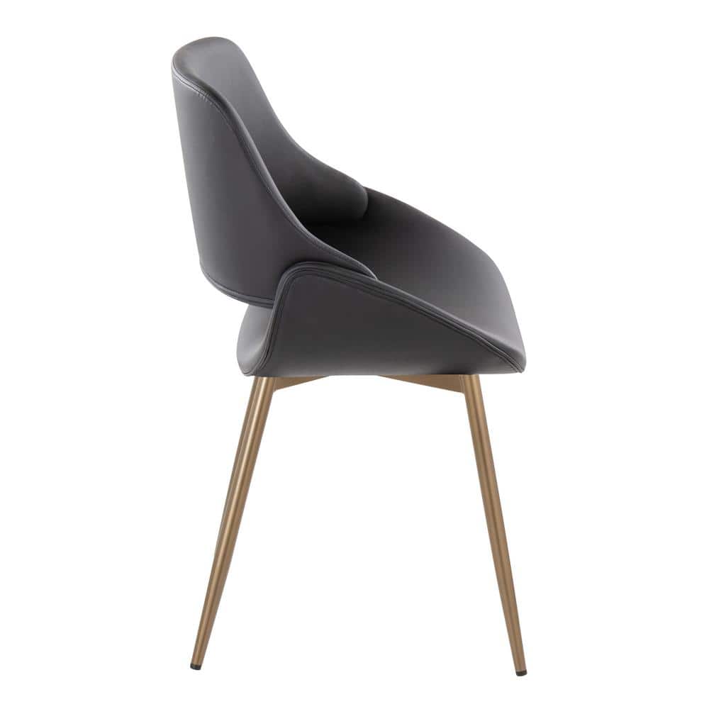 Black Faux Leather Upholstered Side Chair with Metal Legs