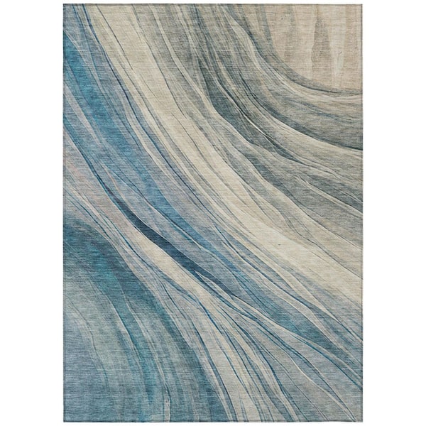 Chantille Machine Washable Indoor/Outdoor Abstract ACN2871 Blue 3 ft. x 5 ft. Area Rug