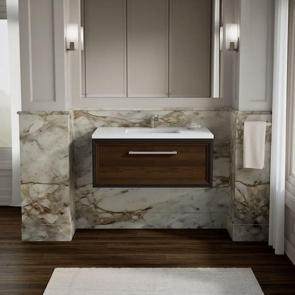 Lodern 37 in. Single Sink Bathroom Vanity Cabinet without Top in Slate Grey