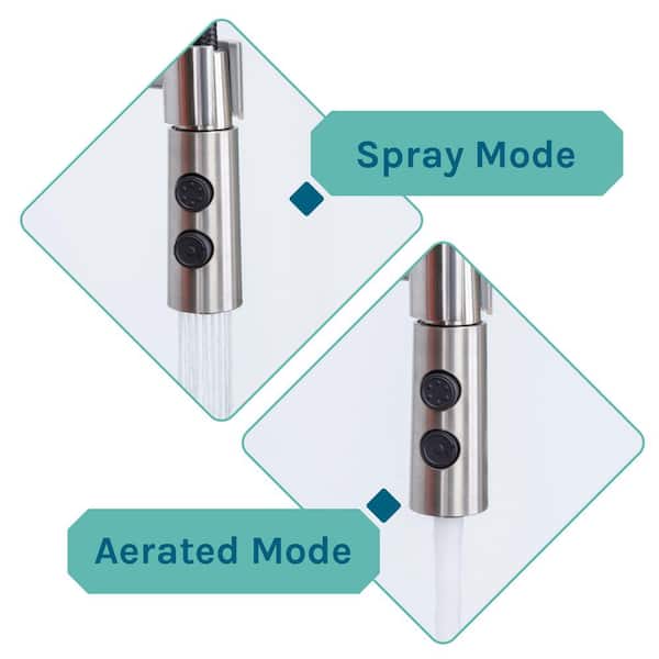 TEHILA - 22.875 in. x 23.5 in. Grey 19 Gallon Thermoplastic Utility Sink Set with High-Arc Stainless Steel Coil Pull-Down Faucet