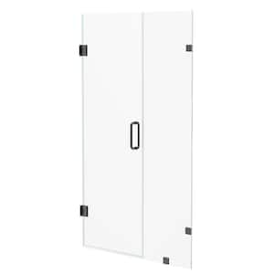 Nirvana 35.5 in. W x 76 in. H Frameless Pivot Hinged Shower Door in Matte Black with 3/8 in. Clear Glass