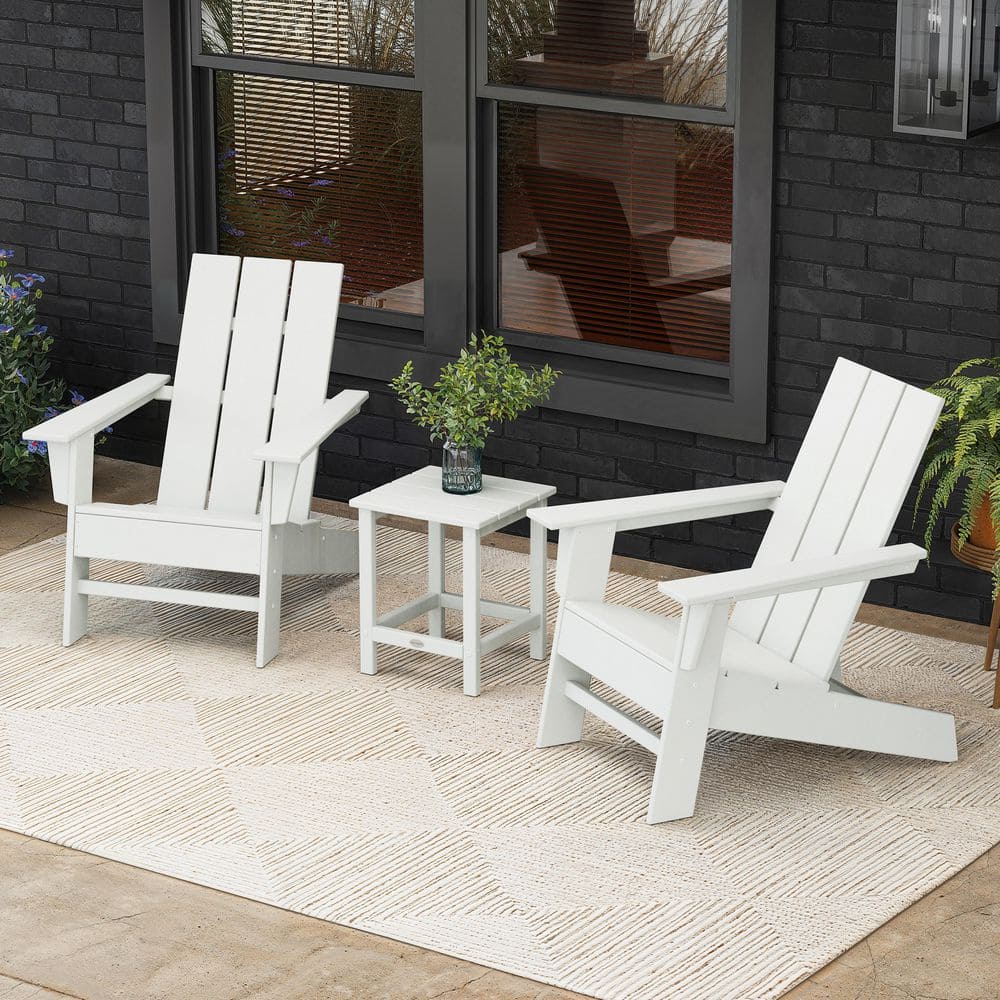 POLYWOOD Grant Park Plastic Outdoor Patio White Adirondack Chairs