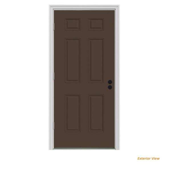 JELD-WEN 36 in. x 80 in. 6-Panel Dark Chocolate Painted Steel