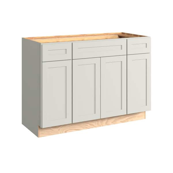 Thornton 48 in. W x 21 in. D x 34.5 in. H Assembled Plywood Shaker Bath Drawer Base Kitchen Cabinet in Moonshine