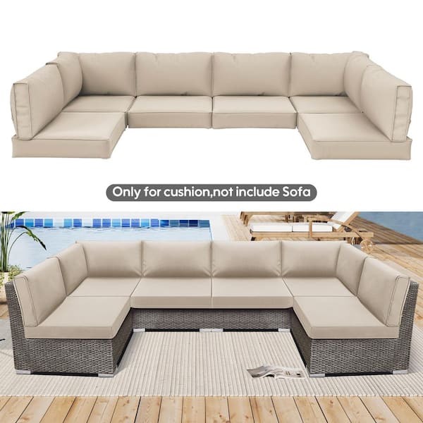 Beige 26 x 26 14-Piece Outdoor Sectional Cushions for Patio Sofa