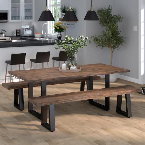 (2-Pack) 16 1/8 in. (410 mm) Matte Black Steel U-Shaped Bench Legs with Leveling Glide
