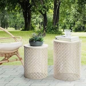 White metal garden deals stool