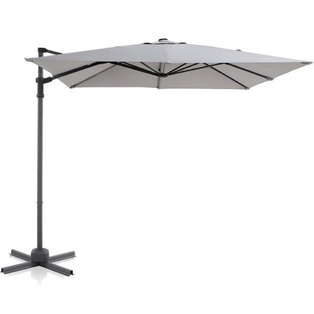8 ft. Steel Cantilever Manual Tilt Patio Umbrella in Dark Gray with 360-Deg