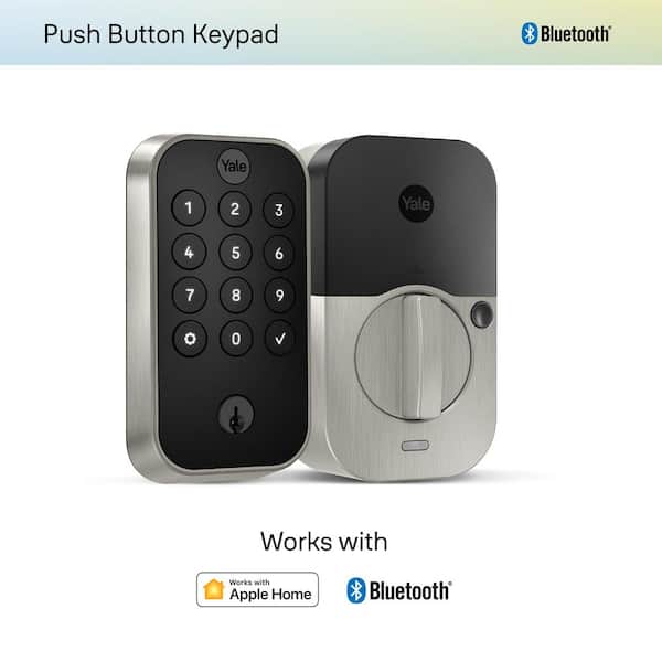 Assure Lock 2; Smart Door Lock with Bluetooth and Pushbutton Keypad; Satin Nickel