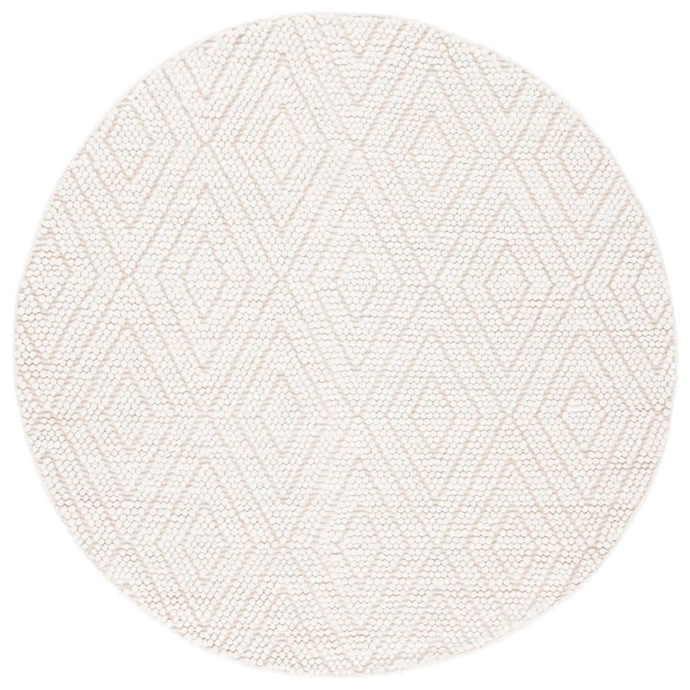SAFAVIEH Natura 6 ft. x 6 ft. Ivory Diamond High-Low Solid Color Round ...