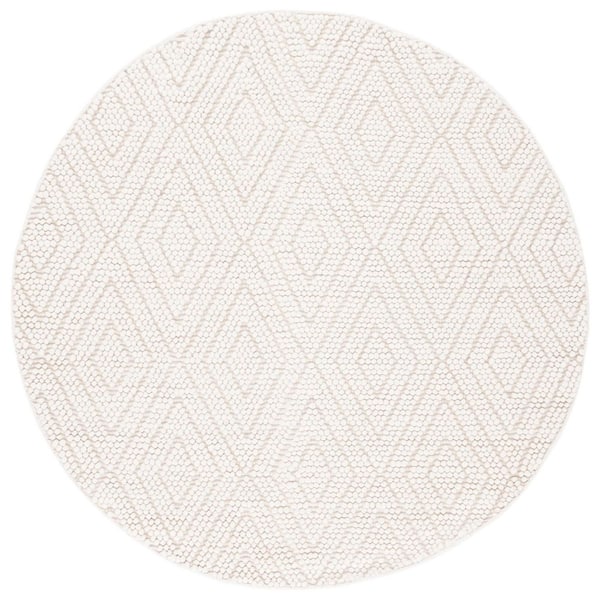 SAFAVIEH Natura 6 ft. x 6 ft. Ivory Diamond High-Low Solid Color Round ...