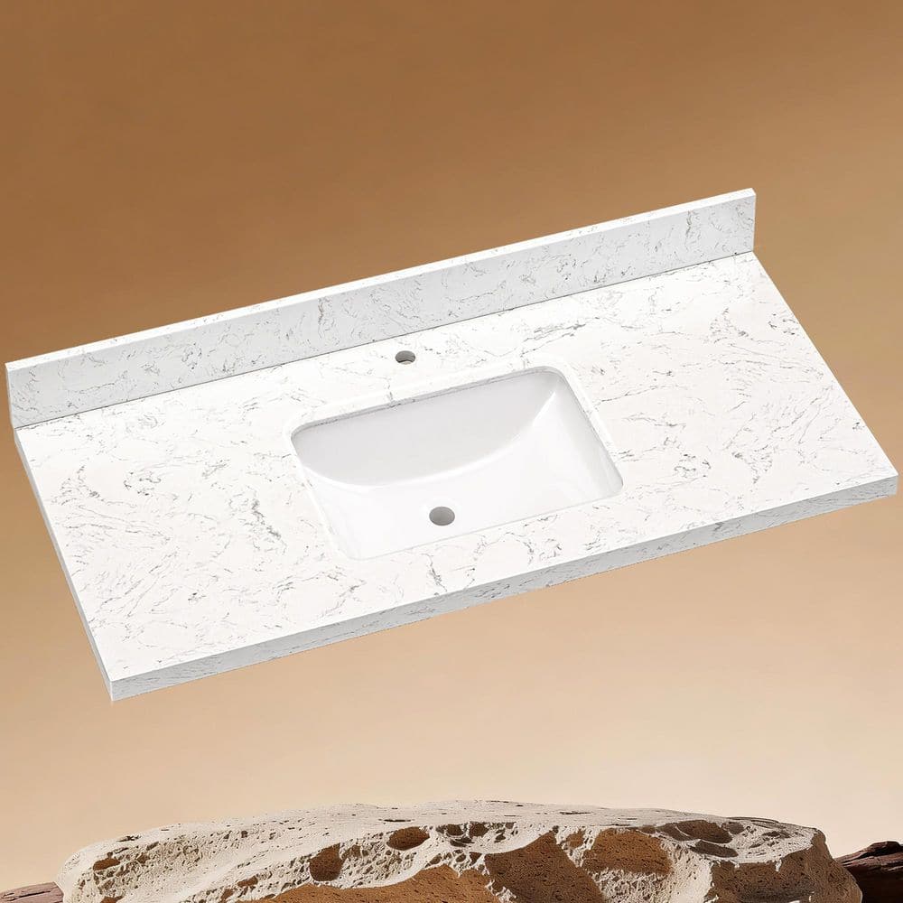 Zeafive 48 in. W x 22 in. D Engineered Stone Vanity Top in Carrara
