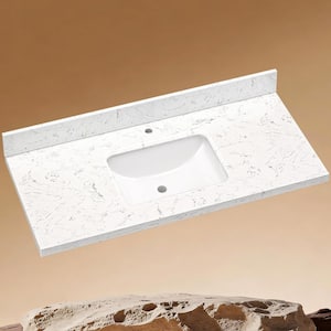 Zeafive 72 in. W x 22 in. D Engineered Stone Vanity Top in Carrara