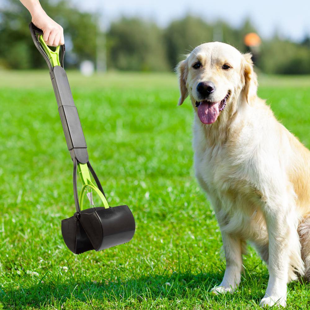 Green Foldable Long-Handled Pet Pooper Scooper