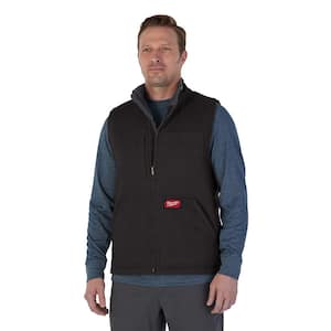 Men's Small Black Heavy-Duty Sherpa-Lined Vest with 5-Pockets