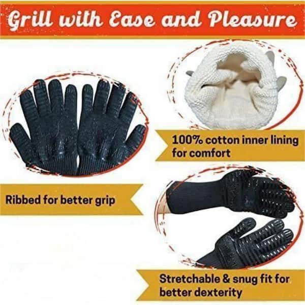 Premium BBQ Gloves, 1472°F Extreme Heat Resistant Oven Gloves, Grilling  Gloves with Cut Resistant, Durable Fireproof Kitchen Oven Mitts Designed  for