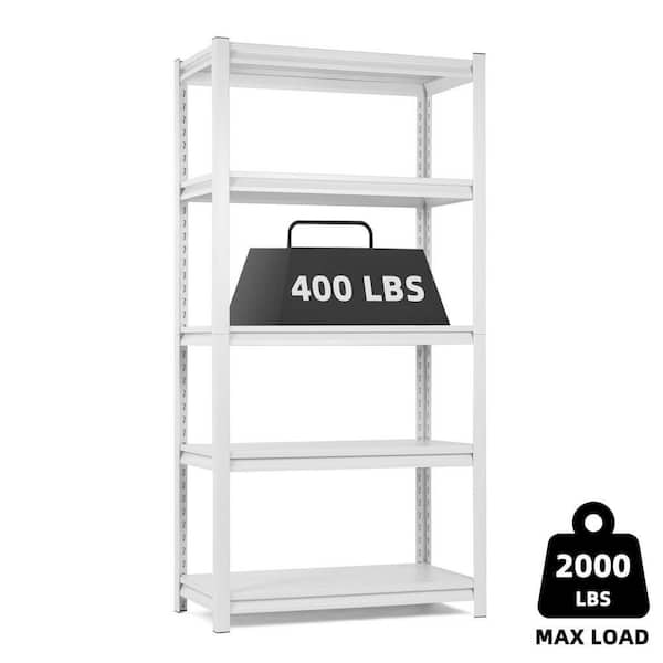 5-Shelf Steel Heavy Duty Freestanding Garage Storage Shelving Unit in White (31.5 in. W x 63 in. H x 15.7 in. D)