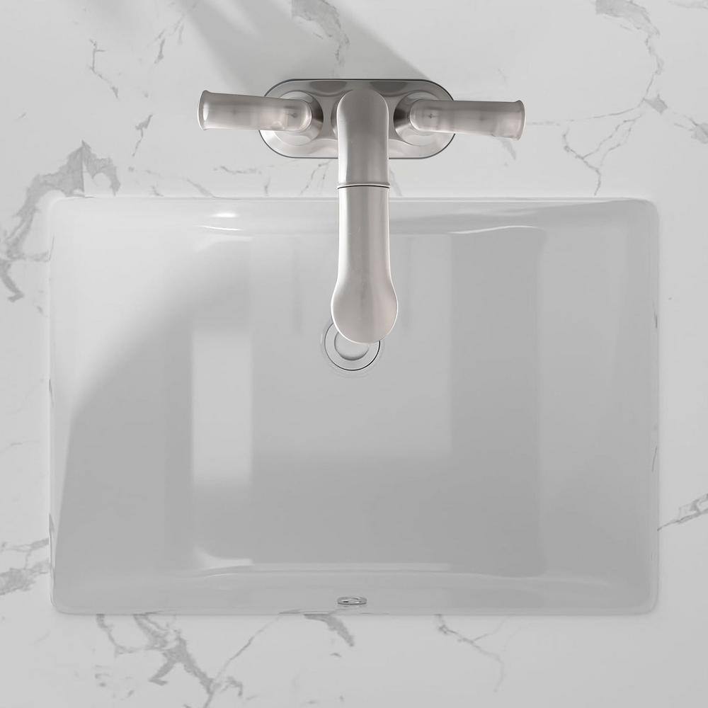 18.5"x14" White Ceramic Rectangular Undermount Bathroom Sink with Overflow
