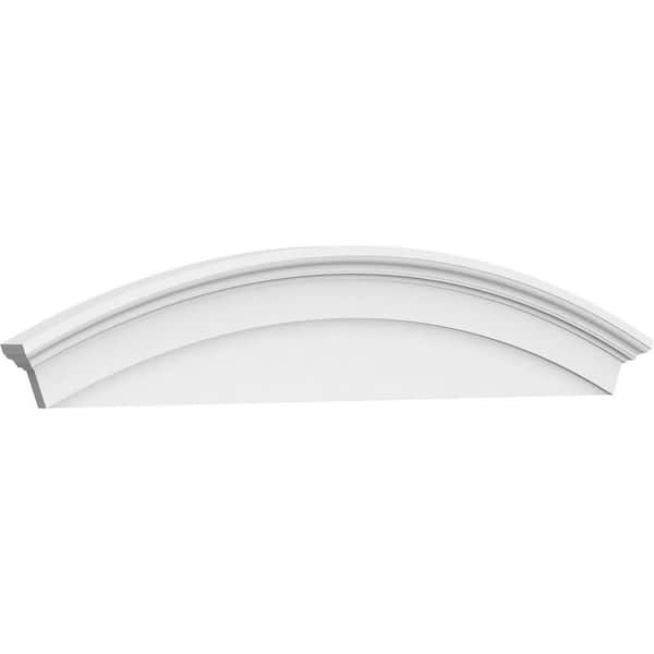 Ekena Millwork 74-in. W x 14-in. H x 2-3/4-in. P Arched Signature Urethane Pediment, Primed Tan