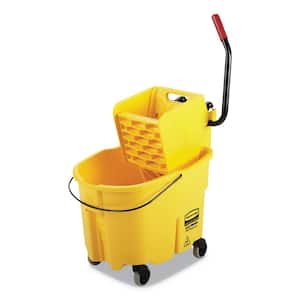 Wave Brake 35 Qt. Yellow Plastic Side-Press 2.0 Mop Bucket with Wringer Combos
