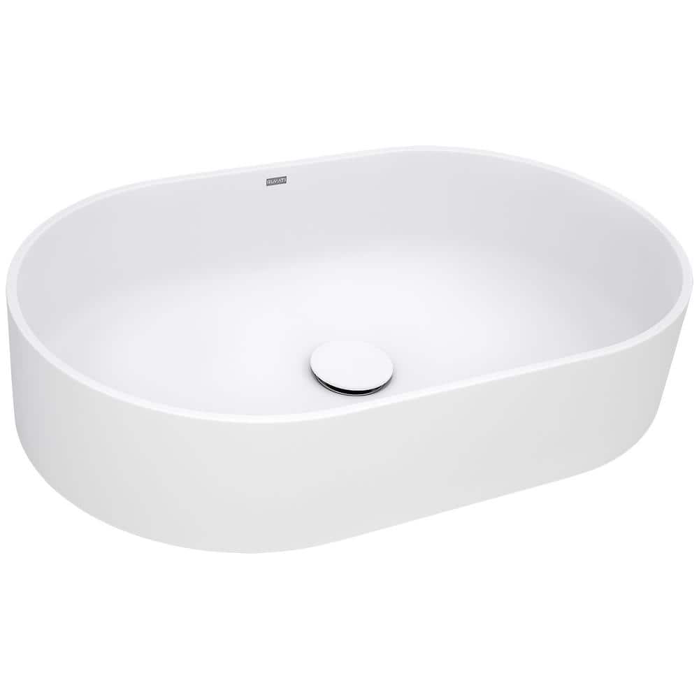 Ruvati 28-Inch Matte White Stone Above-Counter Vessel Sink