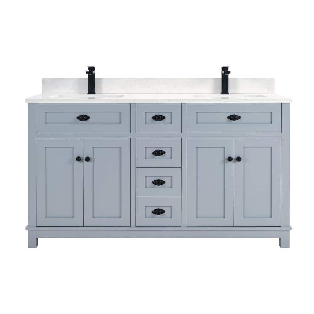 French Contemporary Series 60 in. 1 Freestanding Cadet Bath Vanity with White Artificial Stone Top Assembled Bath Vanity price history on PriceWatchPro