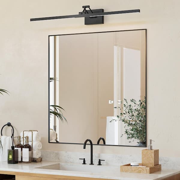36 in. 1-Light Matte Black Bathroom 3CCT Modern LED Vanity Light Fixture with 360° Rotatable Head and Swing Arm
