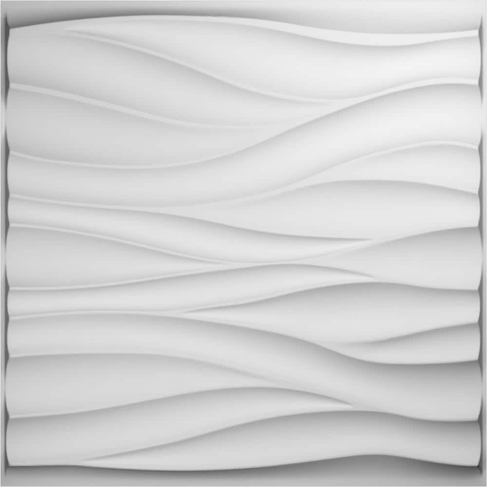 White Textured 3D PVC Wall Panels, 19.63" x 19.63", 12-Pack