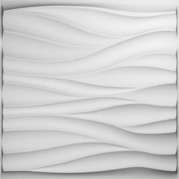 Ekena Millwork 1 in. x 19-1/2 in. x 19-1/2 in. Ripple EnduraWall PVC Decorative 3D Wall Panel, White, (20-Pack for 53.49 sq. ft.)