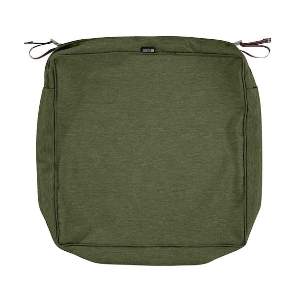 Classic Accessories Montlake Fadesafe 25 In. W x 25 In. D x 5 In. H Square Patio Lounge Seat Cushion Slip Cover in Heather Fern Green