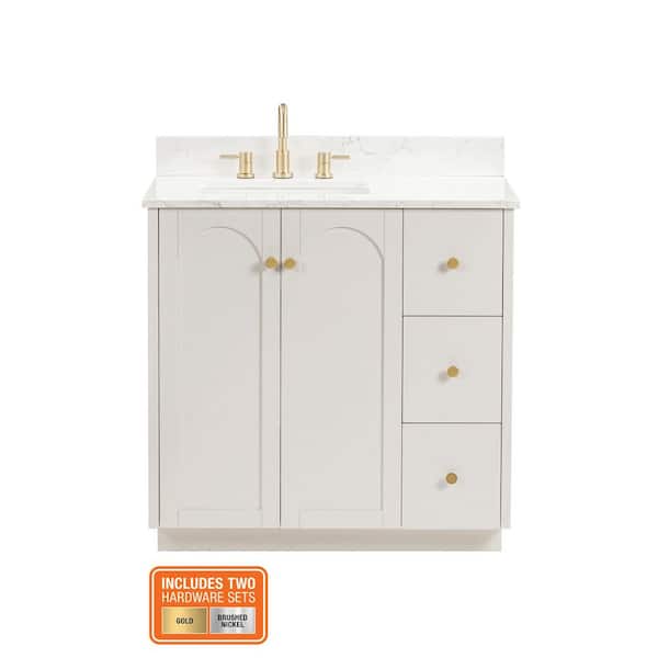 Anabelle 36 in. Single Sink Soft Grey Bathroom Vanity with Engineered Carrara Marble Top (Assembled)