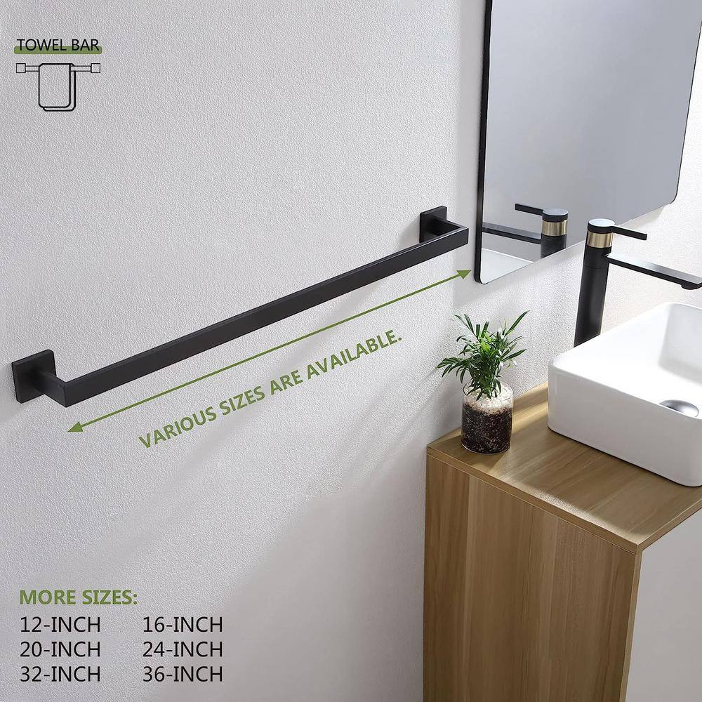 Matte Black 32-Inch Stainless Steel Wall Mounted Towel Bar