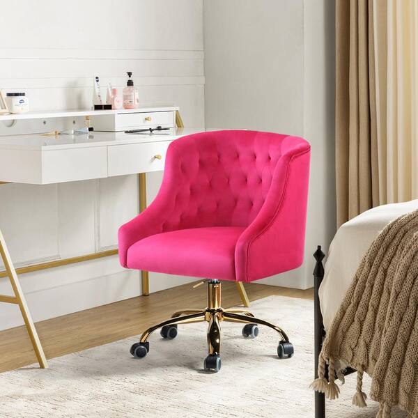 Swivel Accent Chair with Rolling Wheels, Velvet Home Office Desk Chair for  Living Room and Bedroom, Adjustable Modern Tilt Task Chair for Computer Desk,  Fuchsia 