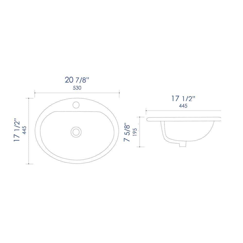 White Ceramic Oval Drop-In Bathroom Sink with Overflow