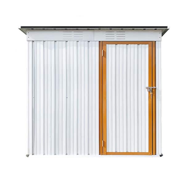 Boosicavelly 5 ft. W x 3 ft. D Metal Outdoor Storage Shed in White and Yellow (14 sq. ft.)