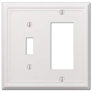 Ascher 2-Gang White 1-Toggle/1-Rocker Stamped Steel Wall Plate