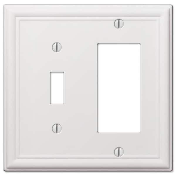 AMERELLE Ascher 2-Gang White 1-Toggle/1-Rocker Stamped Steel Wall Plate