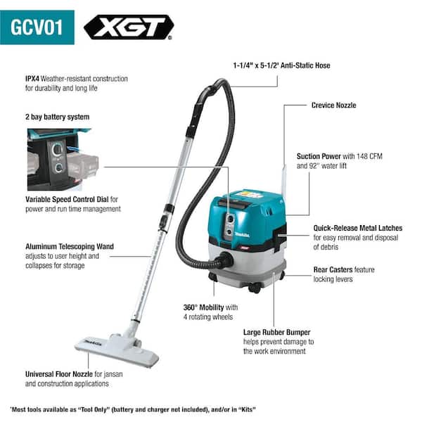 Makita 40V max XGT Brushless Cordless 2.1 Gallon Wet/Dry Dust