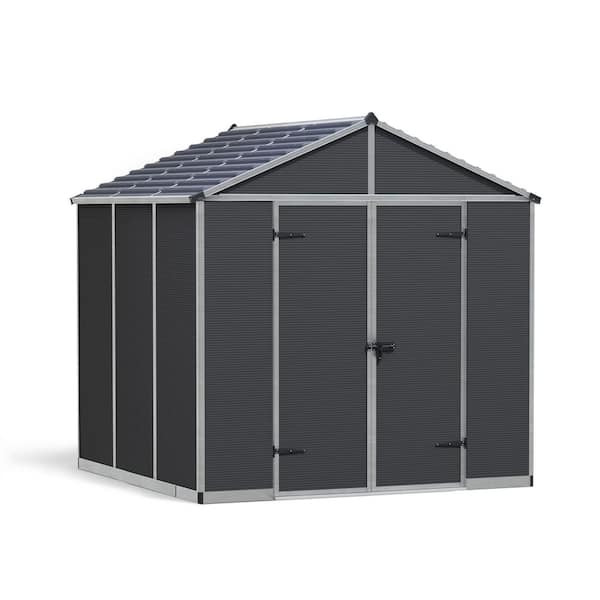 CANOPIA by PALRAM Rubicon 8 ft. x 8 ft. Dark Gray Polycarbonate Garden Storage Shed (58.3 sq. ft.)