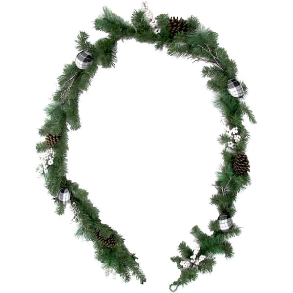 Fraser Hill Farm 9 ft. Artificial Christmas Garland with Pinecones, Berries and Ornaments, Green