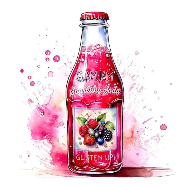 VENICE BEACH Collections Glam Jam Sparkling Soda by Grotto Studios 1 Piece Unframed Graphic Print Abstract Poster Art Print 16 in. x 16 in.