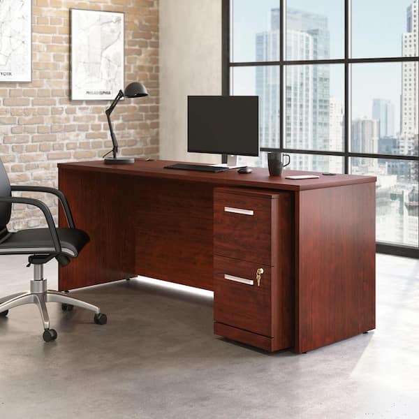 OFFICE WORKS BY SAUDER Affirm 71.102 in. Classic Cherry Desk with (Fully Assembled) 2-Drawer Mobile File Cabinet