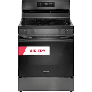 30 in 5.3 cu. ft. 5 Burner Element Freestanding Self-Cleaning Electric Range in Black Stainless Steel with Air Fry