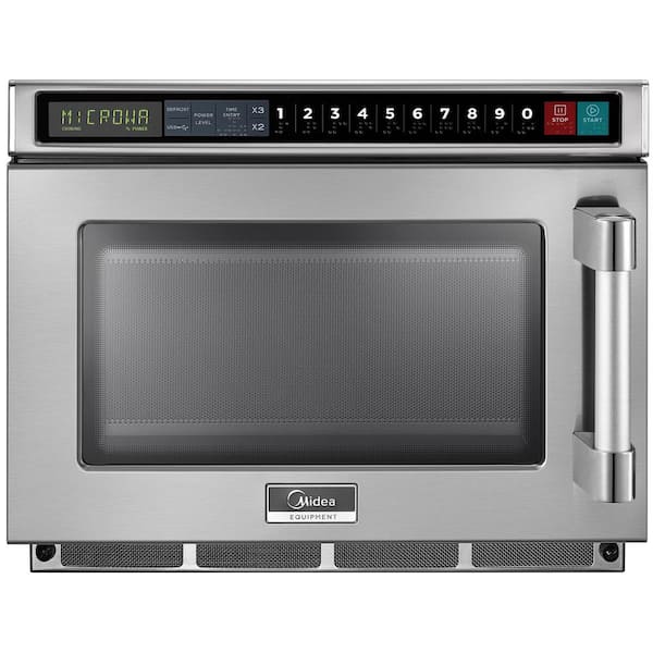 Midea 0 6 Cu Ft 2100 Watt Commercial Counter Top Microwave Oven In Stainless Steel Interior And Exterior Programmable 2117g1a The Home Depot