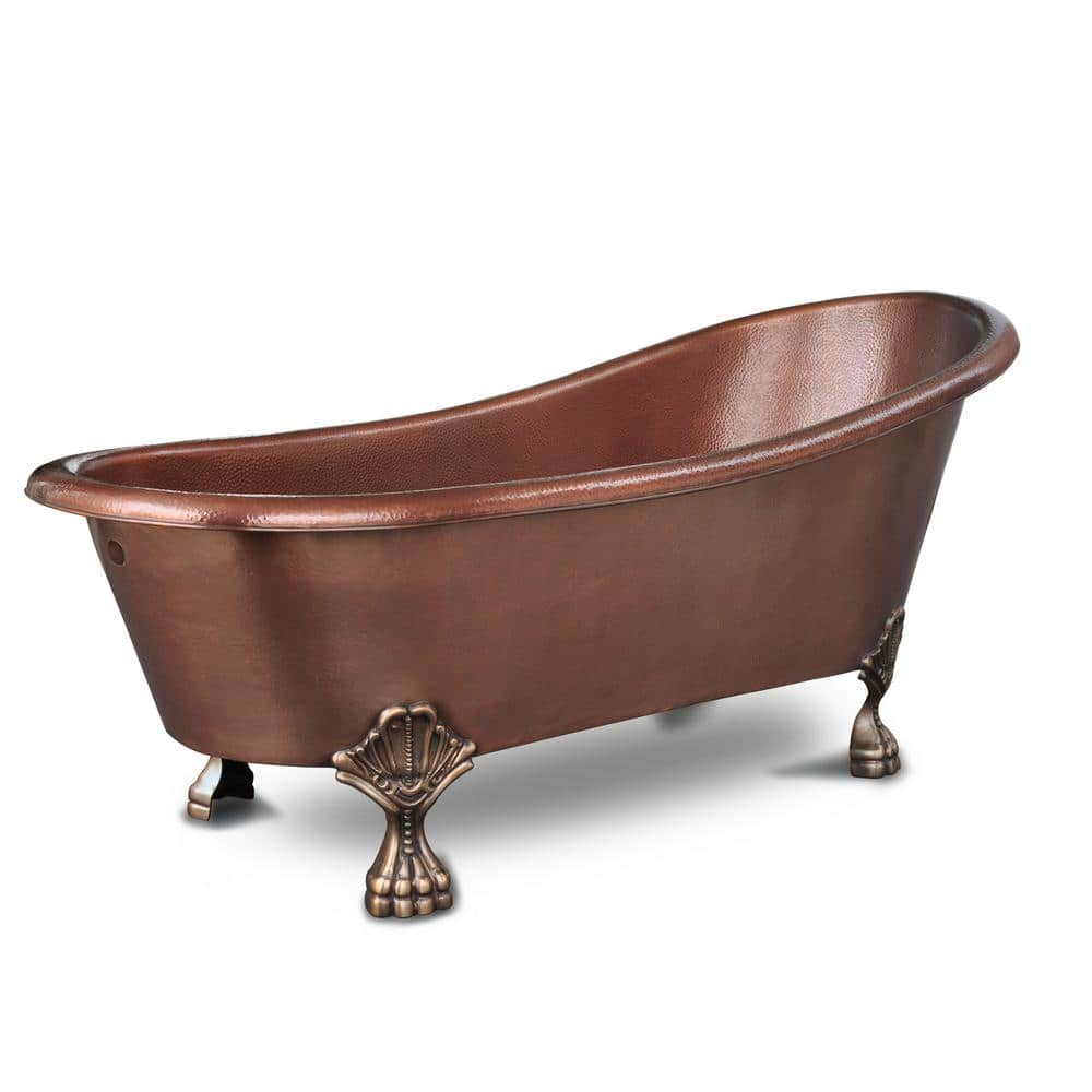 Heisenberg 67.5" Antique Copper Freestanding Clawfoot Bathtub