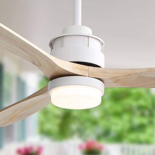 60 in. Integrated LED Indoor/Outdoor White Ceiling Fan with Light and Remote, 6-Speed Reversible DC Motor Included Lighting
